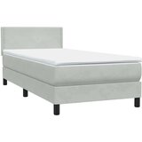 vidaXL Box Spring postelja z vzmetnico Svetlo siva 90x210 cm Velvet | Shoptok.si