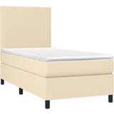 Krevet s oprugama i madracem krem 90 x 190 cm od tkanine | shoptok.hr