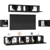 vidaXL Set TV ormarića Ostalo s pohranom s vratima 7 pcs Crni hrast 80 x 30 x 30 cm | shoptok.hr
