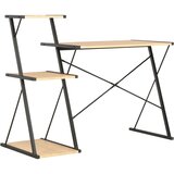  Radni stol s policom crni i boja hrasta 116 x 50 x 93 cm | shoptok.hr