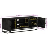 TV ormarić crni 110x30x40 cm od masivnog drva manga i željeza | shoptok.hr