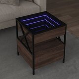 vidaXL Klubska mizica z neskončnimi LED rjavi hrast 40x40x51 cm Cene