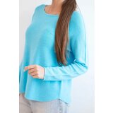 Kesi Włoski Women's sweater made of viscose with long sleeves and a round neckline turquoise | Shoptok.si