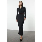 Trendyol Black Jacquard-Knit Bottom-Top Set