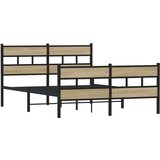 Metalni Kovinski posteljni okvir brez vzmetnice sonoma hrast 150x200 cm, (21609709) | Shoptok.si