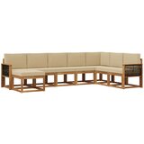 vidaXL Zunanja garnitura za sedenje z blazino 8 pcs Naravna in bež, (5000281542) | Shoptok.si