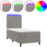  Box spring s madracem LED svjetlosivi 90x200 cm baršun | shoptok.hr