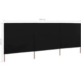 vidaXL Vjetrobran s 3 panela od tkanine 400 x 120 cm crni | shoptok.hr