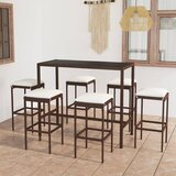 The Living Store Vrtna barska garnitura 7-delna z blazinami poli ratan rjava - Vrtna Barska Garnitura, (21479413) | Shoptok.si