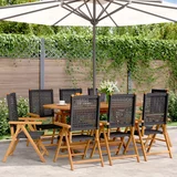 vidaXL Nastavljivi vrtni stoli 8 kosov črn poli ratan in trden les