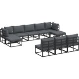 vidaXL Sjedeća garnitura za vrt 10 pcs Crna 353 x 141.5 x 71 cm | shoptok.hr