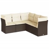  5-dijelni set vrtnih sofa s jastucima poliratan smeđi | Eponuda.com