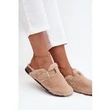 Boto Furry Women's Platform Slides with Strap and Buckle Beige Noraline | shoptok.hr