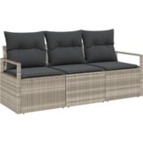 vidaXL Set vrtnog kauča od 3 dijela s jastucima svjetlosive boje, poli ratan | shoptok.hr