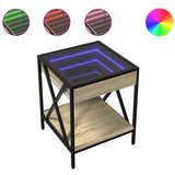 Maison Chic Klubska mizica - kavna mizica - Nizka mizica z neskončnimi LED sonoma hrast 40x40x49 cm, (21751947) Cene