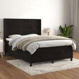  Box spring postelja z vzmetnico črna 140x200 cm žamet, (20893502) | Shoptok.si