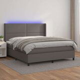  Box spring s madracem LED sivi 180x200cm od umjetne kože | shoptok.hr