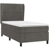 vidaXL Box spring postelja z vzmetnico temno siv 90x190 cm žamet | Shoptok.si