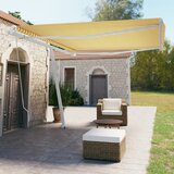 vidaXL Prostostoječa ročno zložljiva tenda 450x350 cm rumena/bela Cene