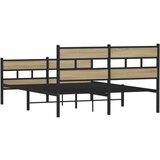 Metalni Kovinski posteljni okvir brez vzmetnice sonoma hrast 135x190 cm, (21610685) | Shoptok.si