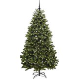 vidaXL Umestno božično drevo z LED lučmi Zelena 210 cm PVC in kovina | Shoptok.si