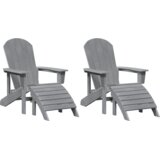  Adirondack stolice s podnožjima 2 kom svjetlosiva HDPE | shoptok.hr