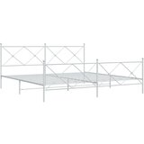 vidaXL Kovinski posteljni okvir z vzglavjem in vznožjem bel 193x203 cm, (21128790) | Shoptok.si
