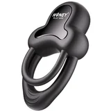 HoneyPlayBox - Anello-App-Controlled Vibrating Double Cock Ring with Clitoral Stimulator Black