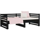  Izvlečna dnevna postelja črna 2x(80x200) cm trdna borovina, (20645819) | Shoptok.si