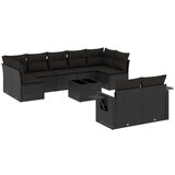 vidaXL 10-dijelni set vrtnih sofa s jastucima crni od poliratana | shoptok.hr