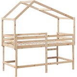Krevet na kat s ljestvama i krovom 80x200 cm od borovine | Eponuda.com