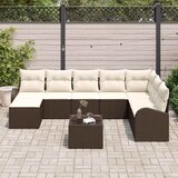 vidaXL set vrtne sofe od 8 dijelova s jastučićima sivo poli ratan, 2-sjedna vrtna sofa s pohranom i jastučićima smeđi poli ratan | shoptok.hr