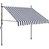 Tenda na ručno uvlačenje s LED svjetlima 150 cm plavo-bijela | shoptok.hr
