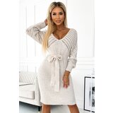 numoco basic Openwork sweater dress with neckline and tie Numoco | Shoptok.si