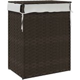 vidaXL Košara za perilo s pokrovom temno rjava 46x33x60 cm poli ratan | Shoptok.si
