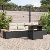 vidaXL set vrtnih sofa Set od 5 Crna, bež Ratan, poliester jastuci Cijene
