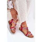 ARTIKER Flat Women's Sandals With Woven Straps And Clips Fuchsia | Shoptok.si