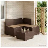 vidaXL Dvosjedni vrtni sofa s jastucima u ratan izgledu 3-sjedalo PP - Smeđa Sofa + srednji + kutni s taupe jastučićem | shoptok.hr
