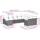  10-dijelni set vrtnih sofa s jastucima crni od poliratana Crna 62 x 62 x 69 cm | Shoptok.si