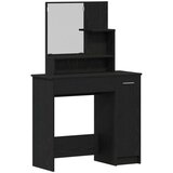 vidaXL set toaletnog stola crno drvo konstruirano drvo, crni drveni toaletni stol s ogledalom - 86.5 x 35 x 136 cm, toaletna stolica crno drvo 70x35x45 cm konstruirano drvo | shoptok.hr