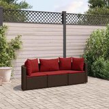  3-dijelni set vrtnih sofa s jastucima smeđi od poliratana | shoptok.hr