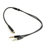 Gembird CCA-418M 3.5mm Headphone Mic Audio Y Splitter Cable Female to 2x3.5mm Male adapter, Metal kabal | ePonuda.com
