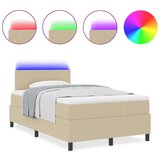  Box Spring Postelja z Vzmetnico & LED Lučko Bež 120x200 cm Žametna Tkanina, (22081222) | Shoptok.si