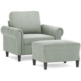  Fotelja s tabureom svjetlosiva 60 cm baršunasta | Eponuda.com