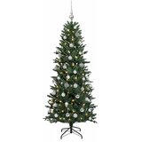  Umjetno božićno drvce s kuglicom 150 cm 150 LED lampica - Zelena 150 cm s LED-ima i srebrnim lopticama | shoptok.hr