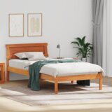  Krevet s uzglavljem i LED - smeđa voskasta 100 x 200 cm čvrsto borovo drvo. | shoptok.hr