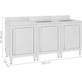  Komercijalni kuhinjski ormarić za sudoper 180x60x96 cm čelični | shoptok.hr
