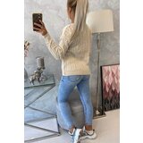 Kesi Braided sweater with V-neck beige | shoptok.hr