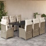  9-dijelni vrtni blagovaonski set od poliratana s jastucima bež Dužina stola 200 cm | shoptok.hr