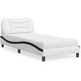  Krevet s madracem bijelo-crni 90 x 200 cm od umjetne kože